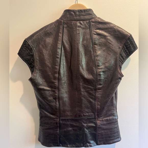 Gary Graham Brown Leather Vest, Size 4 - Picture 5 of 16